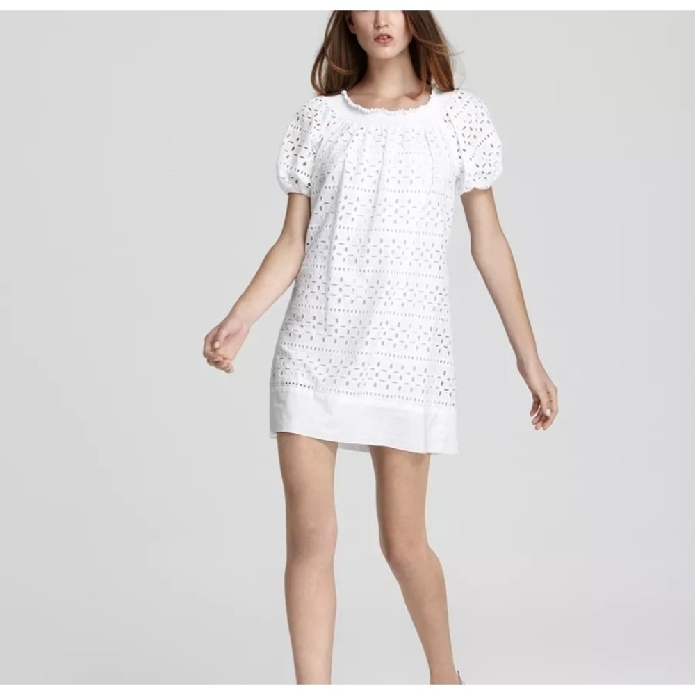 Maxandcleo White Eyelet Dress Size M Puff Sleeve‎ Lined Bloomingdale's NWT